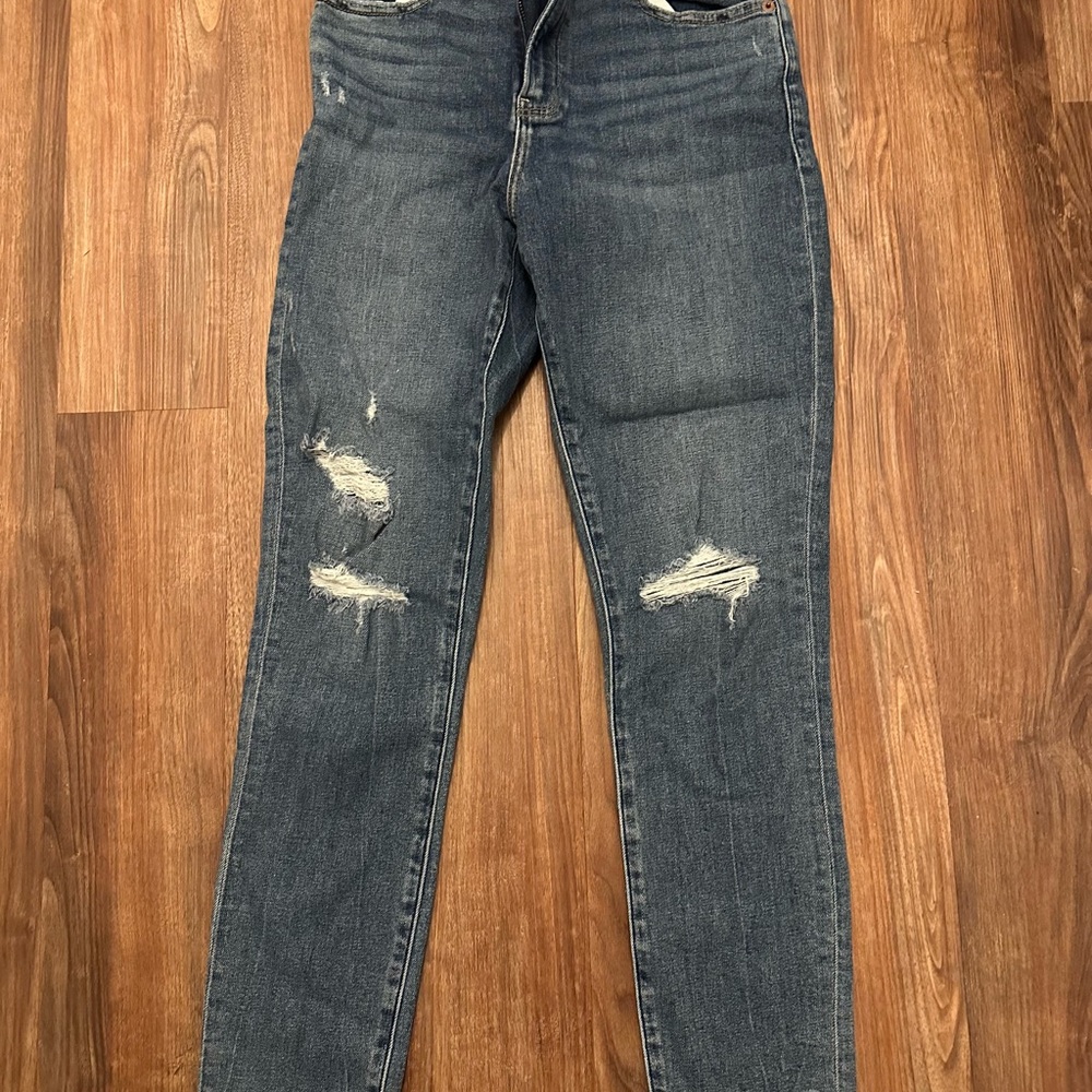 Abercrombie & Fitch Blue High Rise Distressed Jeans